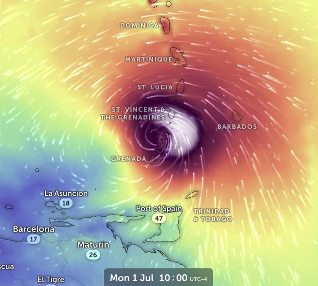 Beryl toca tierra como poderoso huracán de categoría 4 en isla