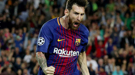 Lionel Messi celebra un gol durante el partido del FC Barcelona contra la Juventus en el Camp Nou, Barcelona (España), el 12 de septiembre de 2017.