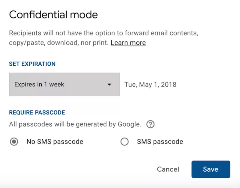 gmail Modo Confidencial