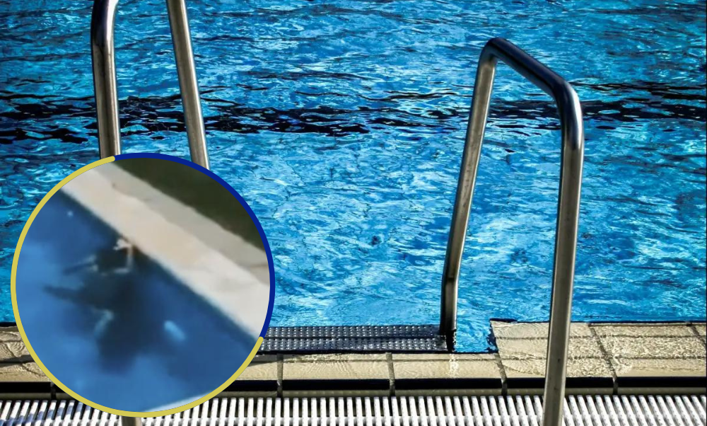 Hombre se sumerge en una piscina para evitar que se descubra infidelidad