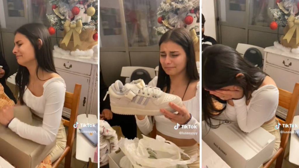 Joven rompe en llanto al recibir las zapatillas de Bad Bunny por