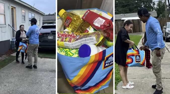 Hondureños entregan comida a migrantes