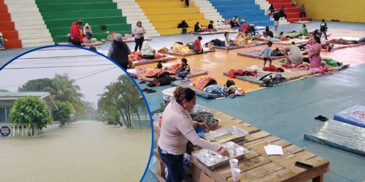 Casi un centenar de albergados en La Ceiba tras inundaciones