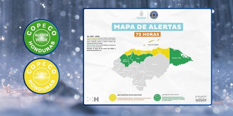 ¡Por ingreso de Frente Frío! Decretan Alertas Amarilla y Verde en Honduras
