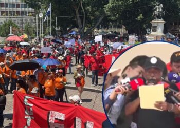 ¡Hartos e indignados! Obreros exigen la CICIH y revientan contra el colapsado IHSS este 1 de mayo