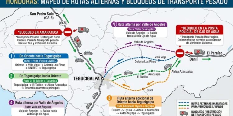 ¡Tome nota! Estas son las rutas alternas habilitadas tras el accidente en la colonia Villanueva de la capital