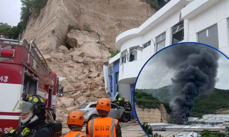 ¡Desastre! Se derrumba cerro, destruyendo bodegas y provocando incendio en complejo del Anillo Periférico