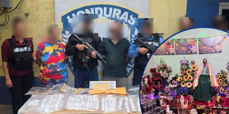 Operativo en Yoro deja capturas de “Los Kiwis” y el hallazgo de droga, armas y un altar de la Santa Muerte