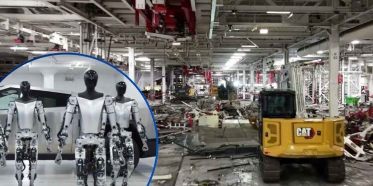 ¡Humanoides sí; carros no! Tesla desmonta una fábrica para crear un ejército de robots con inteligencia artificial
