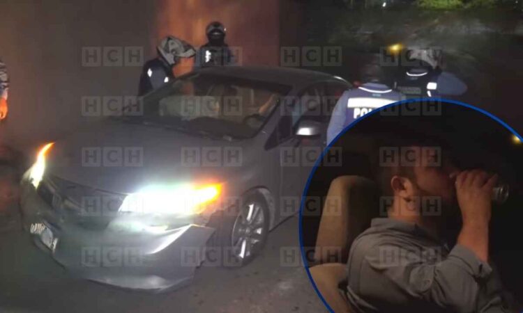 ¡Insólito! Borracho quiso escapar, el carro se le apagó; pero en lugar de bajarse, decidió destapar otra cervecita  Móvil Emergencia TGU