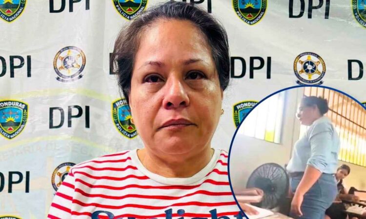 ¡Le salió cara la disciplina! Llorando y enchachada, terminó la profe del video que agredió a alumnas en Yoro