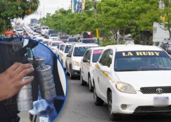 ¡Por cualquier cosa! Bien “acompañados” se movilizan taxistas que protestan en El Progreso