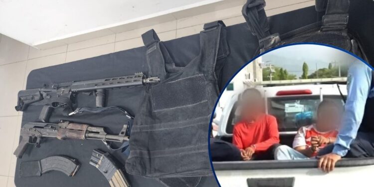 ¡Bien armados! Atrapan al “Chaparro” y al “Flaco”, presuntos gatilleros de la MS13 en El Progreso