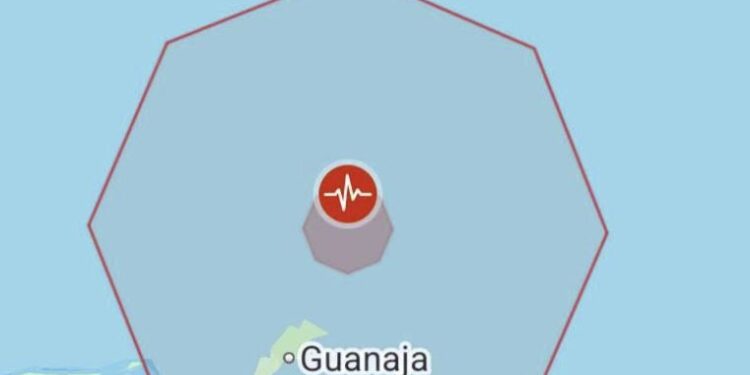 Un sismo de magnitud 4.4 se registró esta noche al norte de Guanaja, Islas de la Bahía