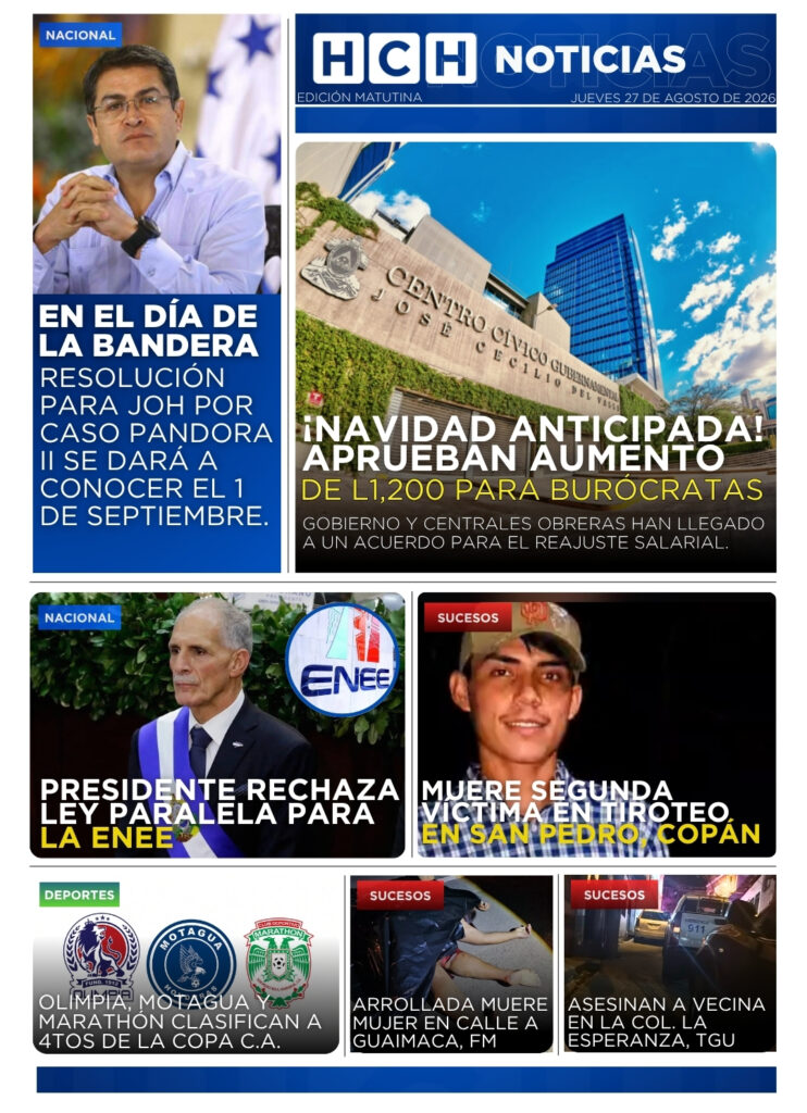 Portada HCH jueves 27 de agosto 2026 Edición Matutina