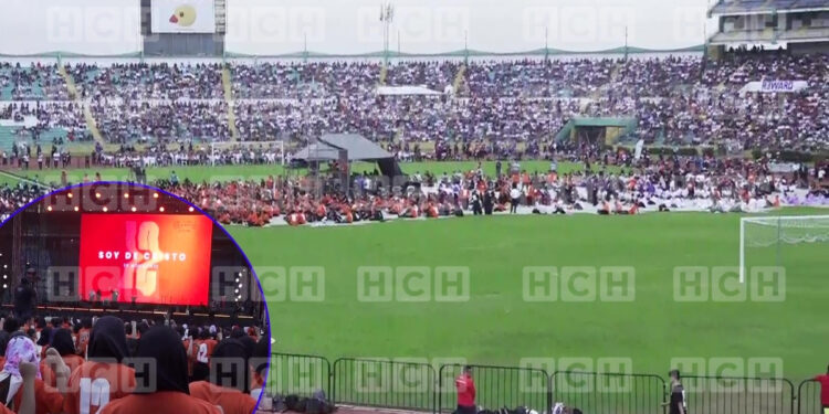 ¡Honduras de Cristo! Miles de personas llegan al Estadio Olímpico de SPS a escuchar la palabra de Dios