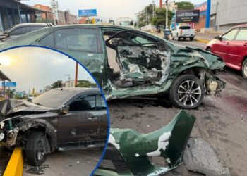 ¡Leñazo y medio! Uno de ellos irrespetó un semáforo en rojo en el bulevar Suyapa