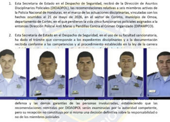 Secretaría de Seguridad revela avance en expedientes de seis policías tras la muerte de cinco agentes en Omoa