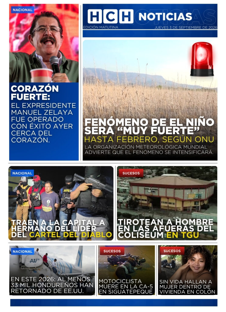 Portada HCH jueves 3 de septiembre 2026 Edición Matutina
