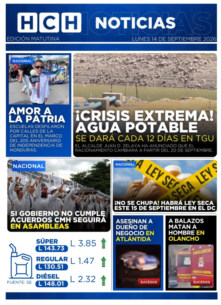 Portada HCH lunes 14 de septiembre 2026 Edición Matutina