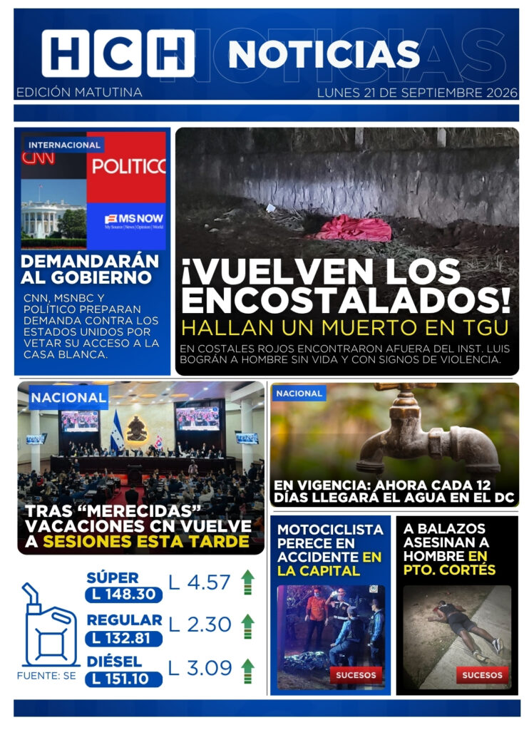 Portada HCH lunes 21 de septiembre 2026 Edición Matutino