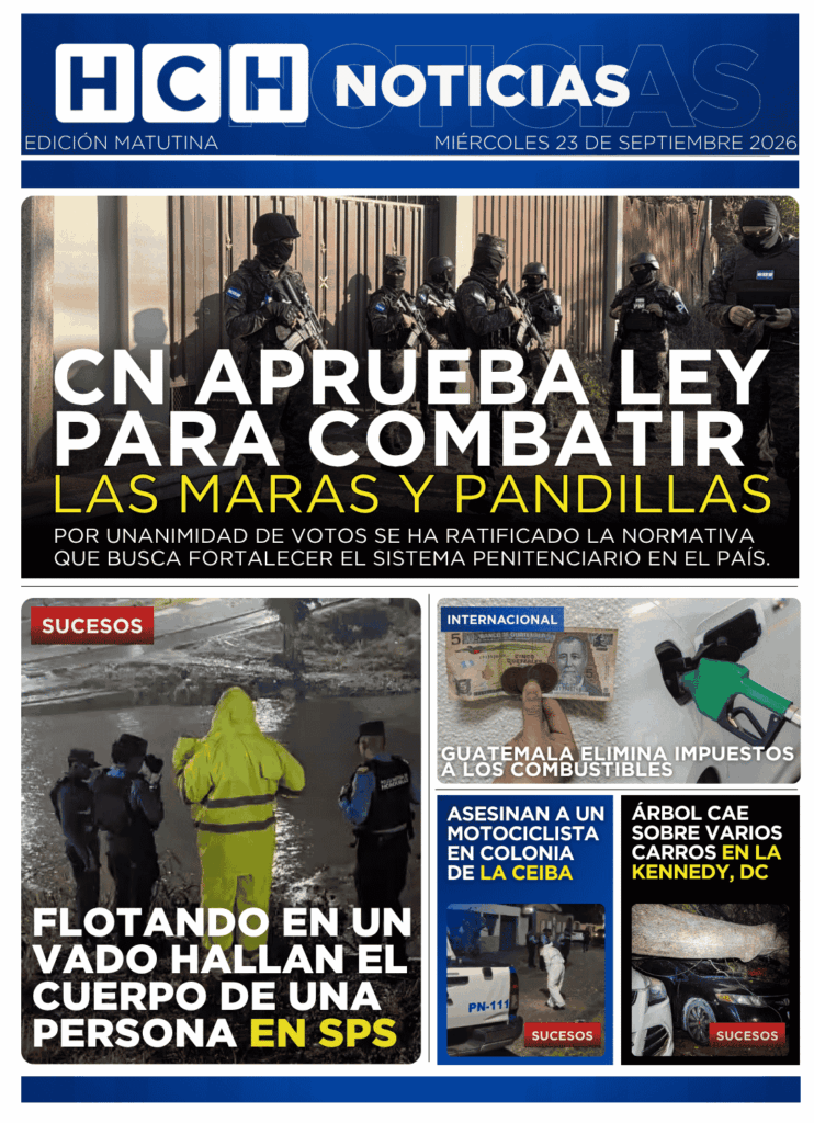 Portada HCH miércoles 23 de septiembre 2026 Edición Matutina
