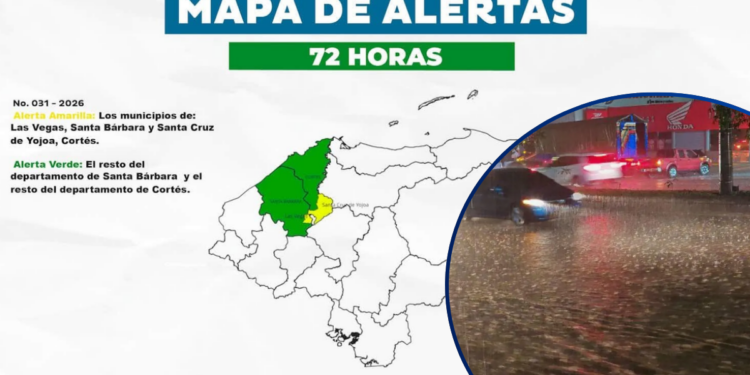 ¡Alerta por fuertes lluvias! COPECO eleva a Amarilla a los municipios de Las Vegas y Santa Cruz de Yojoa