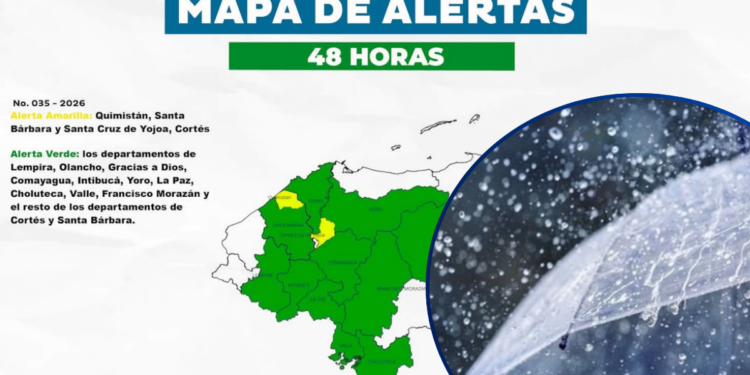 COPECO emite alerta amarilla para dos municipios y amplía alerta verde a 12 departamentos por lluvias