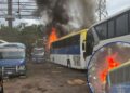 ¡Mano criminal! Un hombre habría provocado incendio de buses estacionados en Tegucigalpa dejando severos daños materiales