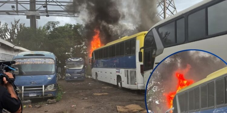 ¡Mano criminal! Un hombre habría provocado incendio de buses estacionados en Tegucigalpa dejando severos daños materiales