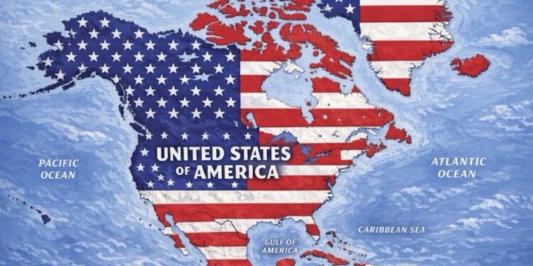 Trump publica un mapa de EEUU que incluye toda América del Norte, Islandia, Centro América y el Caribe