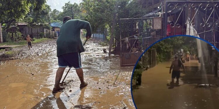 ¡Inundados en Santa Cruz de Yojoa! Al menos 45 familias afectadas por desbordamiento del río Helado