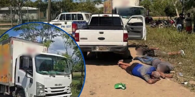 ¡Un tata ejemplar! Capturan a padre e hijo y a un compinche por asalto a camión repartidor